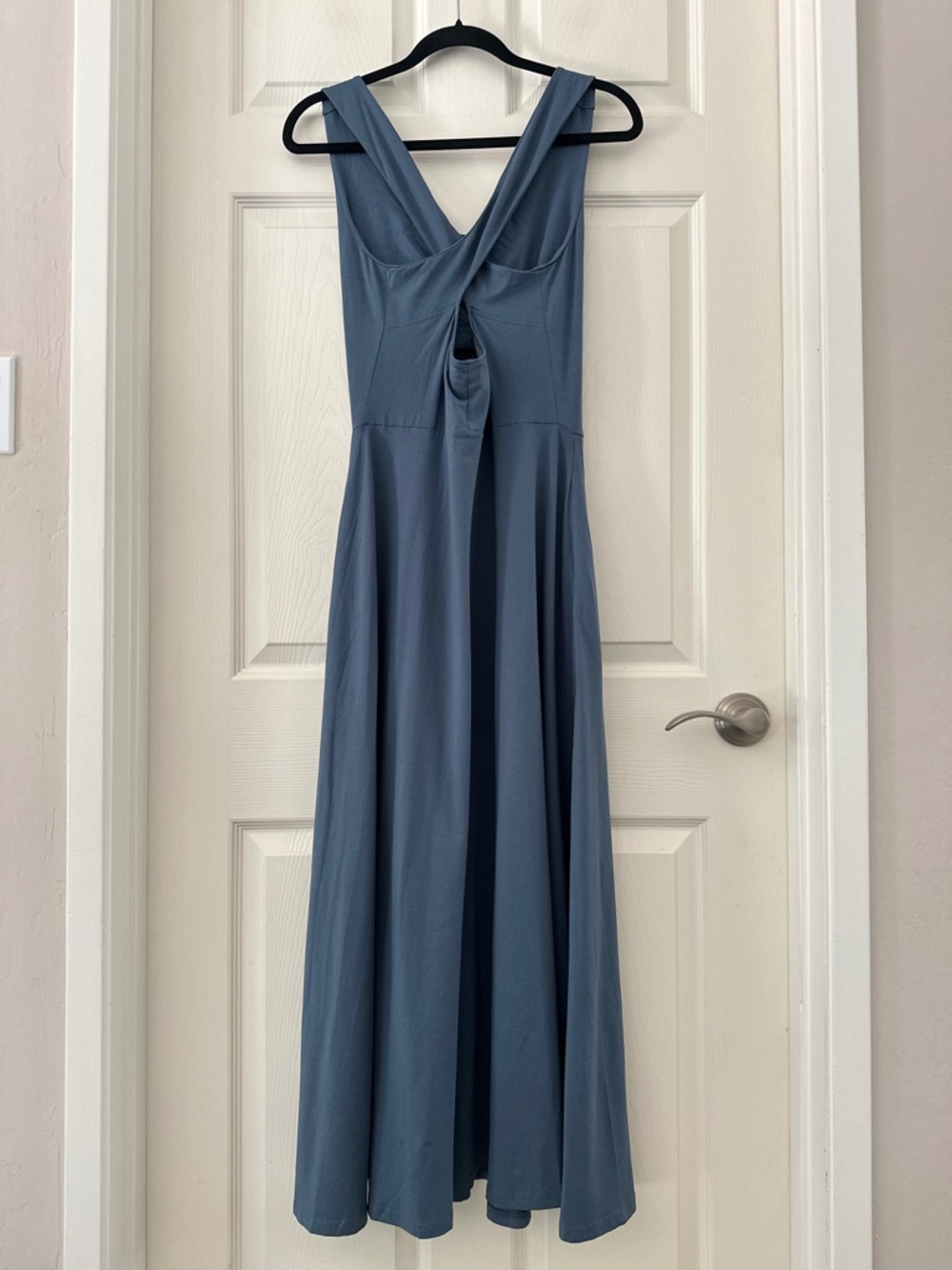 PACT Fit & Flare Open Back Maxi Dress Slate Blue Women’s Size Medium - Picture 7 of 13